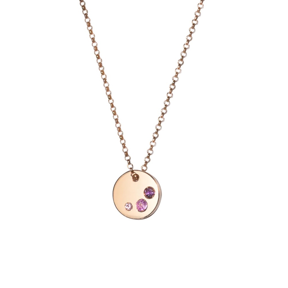 Anastassia Sel 14K Gold and Pink Sapphire Necklace 15” Excellent Used Condition